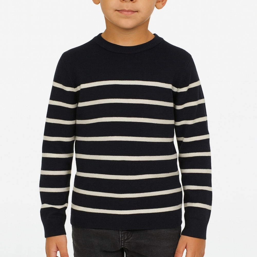 H&M/Boys Fine Knit Striped Beige and Dark Blue Sweater/Size‎ 8